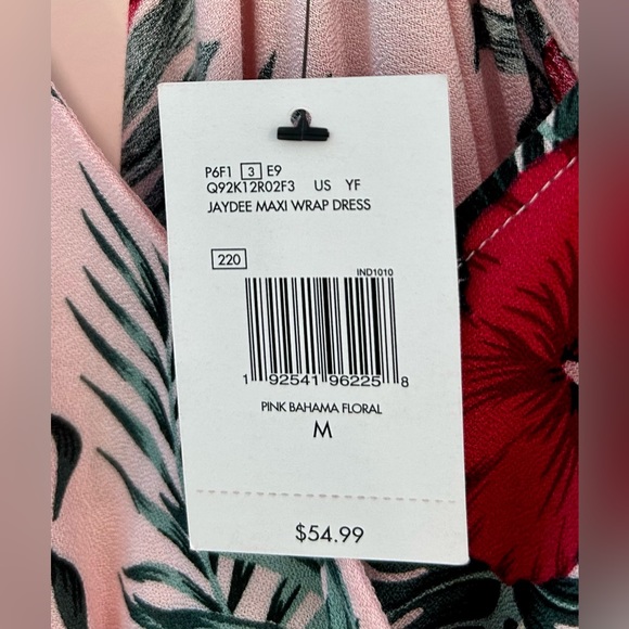 NWT GUESS Jaydee Maxi Wrap Dress Pink Bahama Floral Size M - Picture 4 of 10